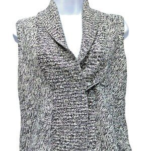 Chaps Petite Womens Charcoal Sleeveless Button Sweater Vest